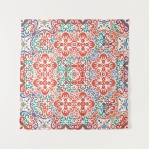 Tapete De Parede Talavera mexicana: Colagem de Azulejos Étnicos.