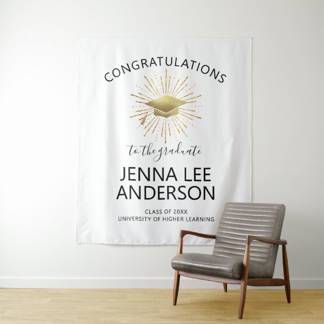 Tapete De Parede Tampo de Graduação Moderno Dourado com Explosão de (In Situ)