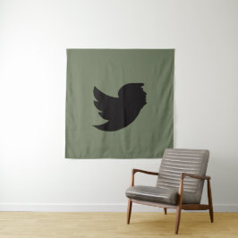 TAPETE DE PAREDE TAPESTRIA - DESIGN DE AVES - VERDE/PRETO