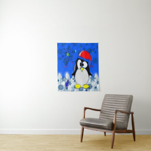 Tapete De Parede Tapestries Christmas Penguin