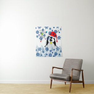 Tapete De Parede Tapestries Christmas Penguin