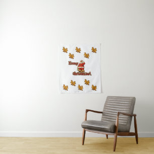 Tapete De Parede Tapestries Natal Gingerbird Man