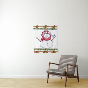 Tapete De Parede Tapestries Snowman