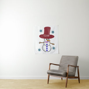 Tapete De Parede Tapestries Snowman