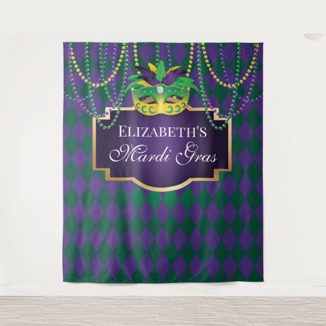 Tapete De Parede Tapiz Carnival Mardi Gras Backdrop banner party (Frente)
