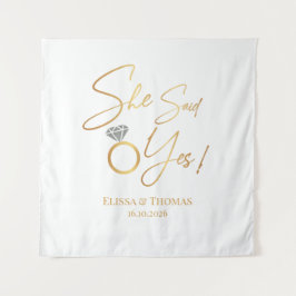 Tapete De Parede Tapiz Ela disse Sim! Noivado Backdrop banner