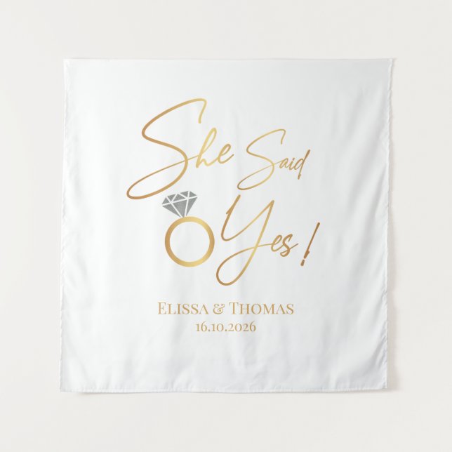 Tapete De Parede Tapiz Ela disse Sim! Noivado Backdrop banner de ca (Frente)