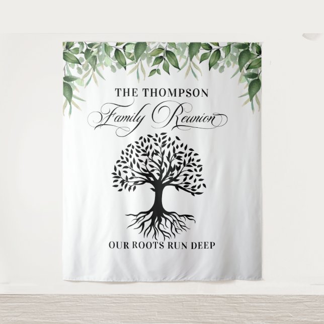 Tapete De Parede Tapiz Family reunion greenery tree backdrop banner (Frente)