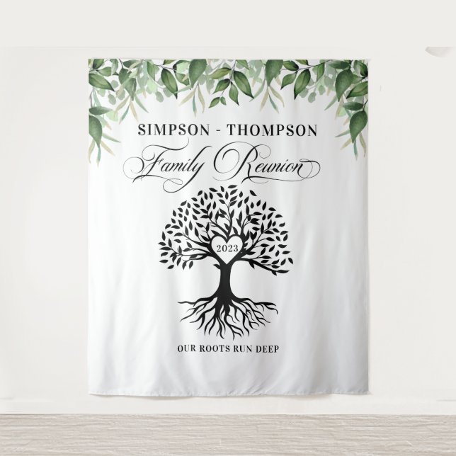 Tapete De Parede Tapiz Family reunion greenery tree backdrop banner (Frente)