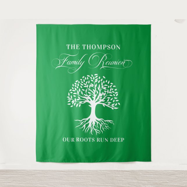 Tapete De Parede Tapiz Family reunion tree backdrop banner green (Frente)