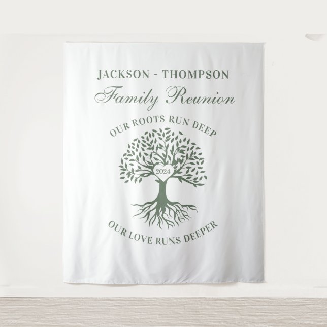 Tapete De Parede Tapiz Family reunion tree backdrop banner green (Frente)