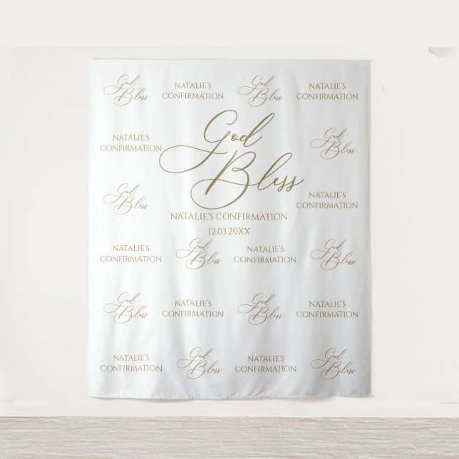 Tapete De Parede Tapiz God Bless Elegant gold photobooth backdrop (Frente)