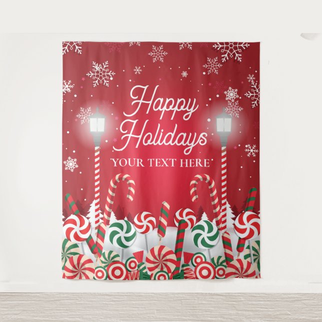 Tapete De Parede Tapiz Happy Holidays christmas banner backdrop  (Frente)