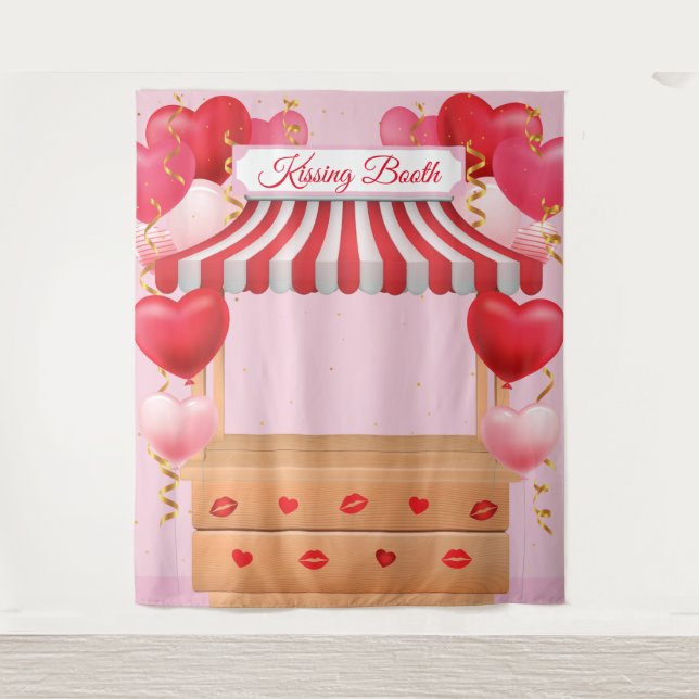 Tapete De Parede Tapiz Kissing Booth Valentine Day Love Backdrop (Frente)