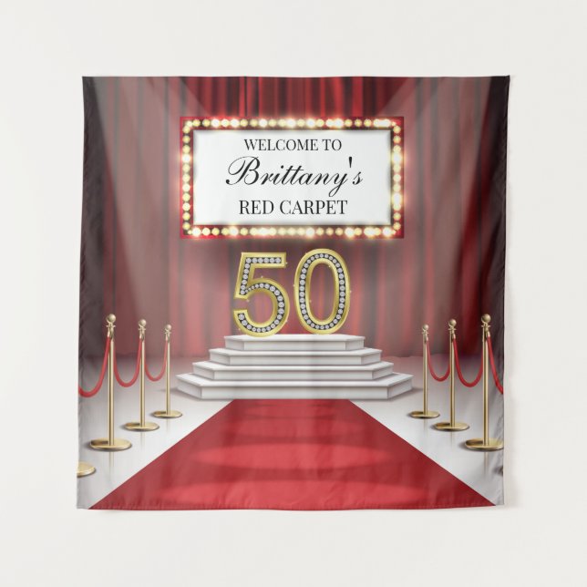 Tapete De Parede Tapiz Red Carpet 50th Birthday Backdrop banner (Frente)