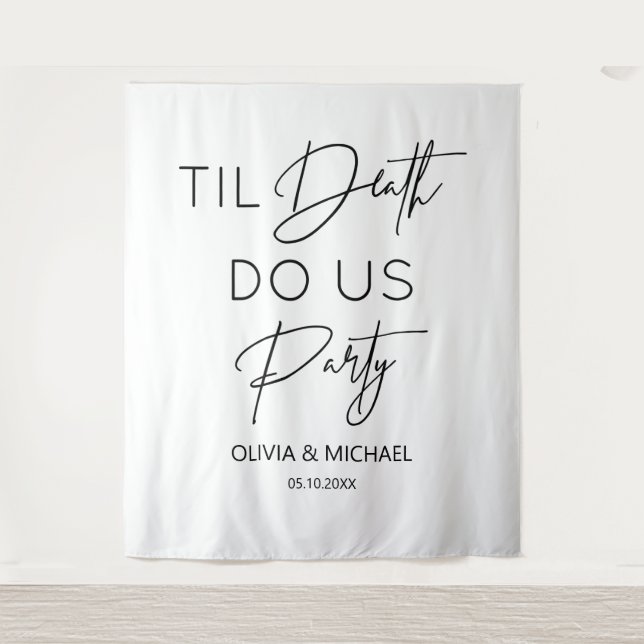 Tapete De Parede Tapiz  Til death do us party wedding thite backdro (Frente)