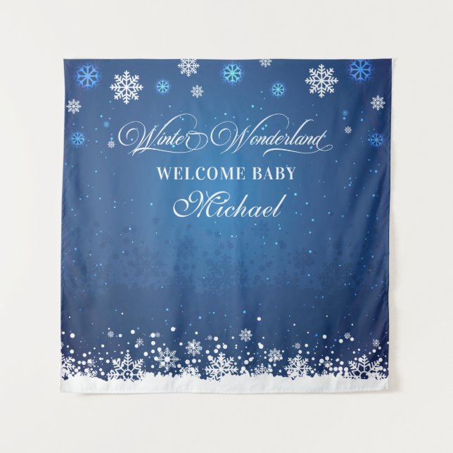 Tapete De Parede Tapiz Winter Baby Shower Welcome Baby banner backd (Frente)