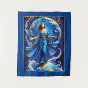 Tapete De Parede Tarot Card, o mundo, em Azul Profundo