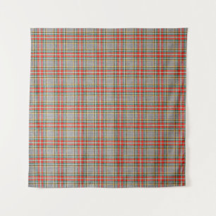 Tapete De Parede Tartan escocês: padrão amarelo-verde-vermelho.