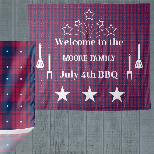 Tapete De Parede Tartan - Patriótico - Estrelas Brancas Azuis Verme (Criador carregado)