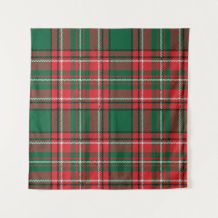 Tapete De Parede Tartan tradicional: padrão de xadrez verde-vermelh