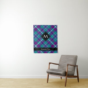 Tapete De Parede Tartan verde-marinho, roxo e azul