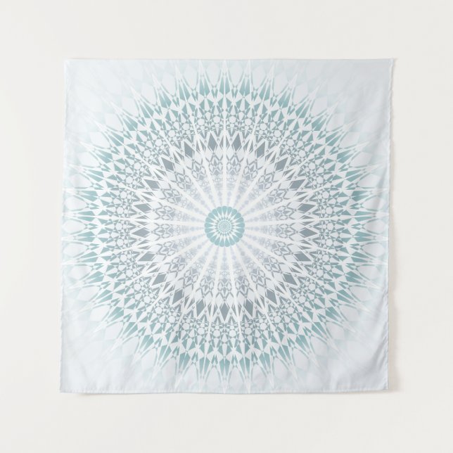 Tapete De Parede Teal Aqua Modern Geométrico Mandala (Frente)