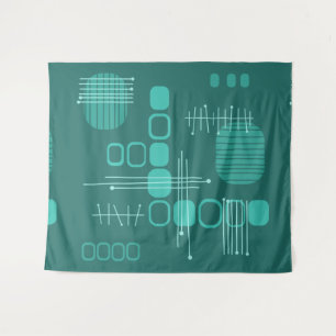 Tapete De Parede Teal de Barkcloth, Abstrato Atômica