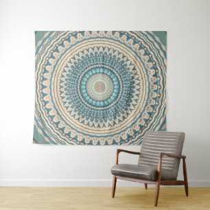 Tapete De Parede Teal Light Beige Mandala