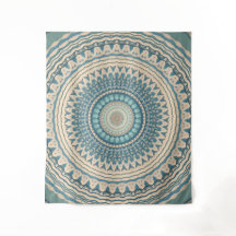 Teal Light Beige Mandala