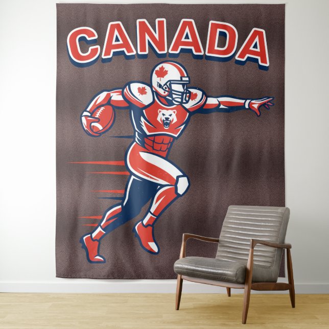 Tapete De Parede Team Canada Football Dynamic Patriotic Athlete Art (In Situ)