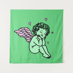 Tapete De Parede Teatro Cupido Verde - Arte romântica na parede