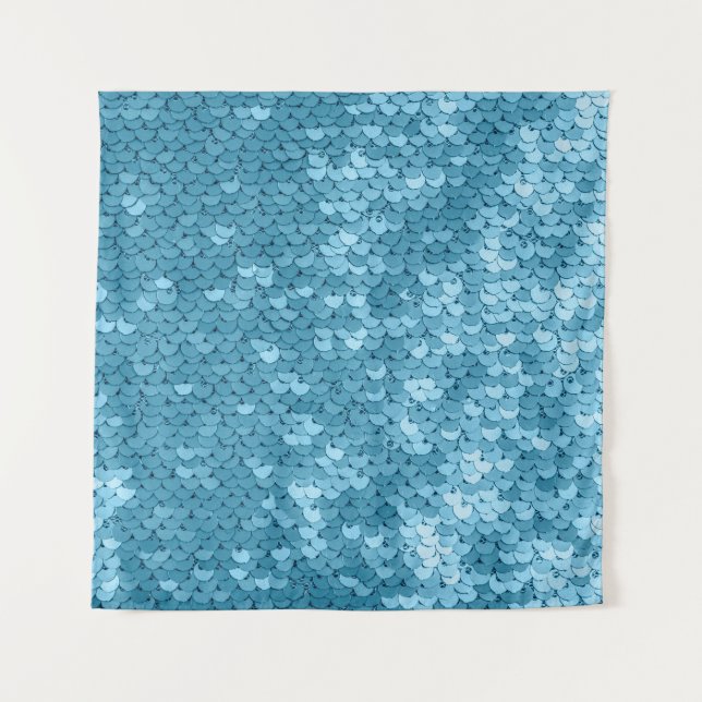Tapete De Parede Tecido brilhante azul-céu com sequências, abstrato (Frente)