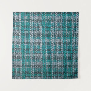 Tapete De Parede Tecido de tartan turquesa, fundo texturizado.
