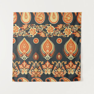 Tapete De Parede Tecido Étnico Paisley Oriental