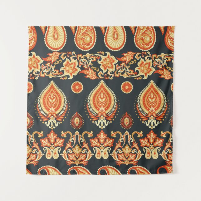 Tapete De Parede Tecido Étnico Paisley Oriental (Frente)