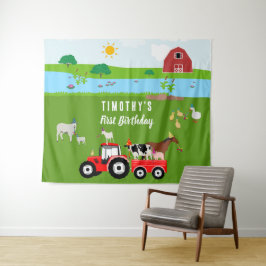 Tapete De Parede Tema de Festa de Aniversário de Animais da Fazenda
