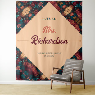 Tapete De Parede Tema Floral Escuro e Rico para Chá de Noiva