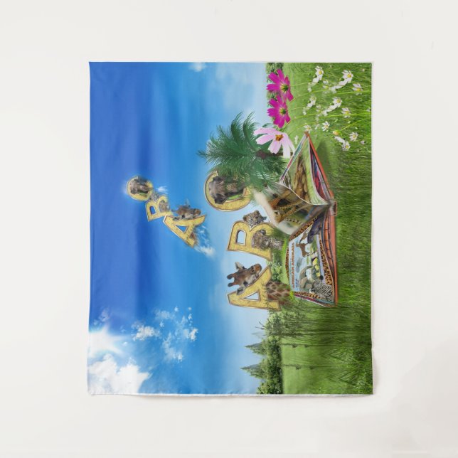 Tapete De Parede Temas do alfabeto de capital ABC. (Frente)