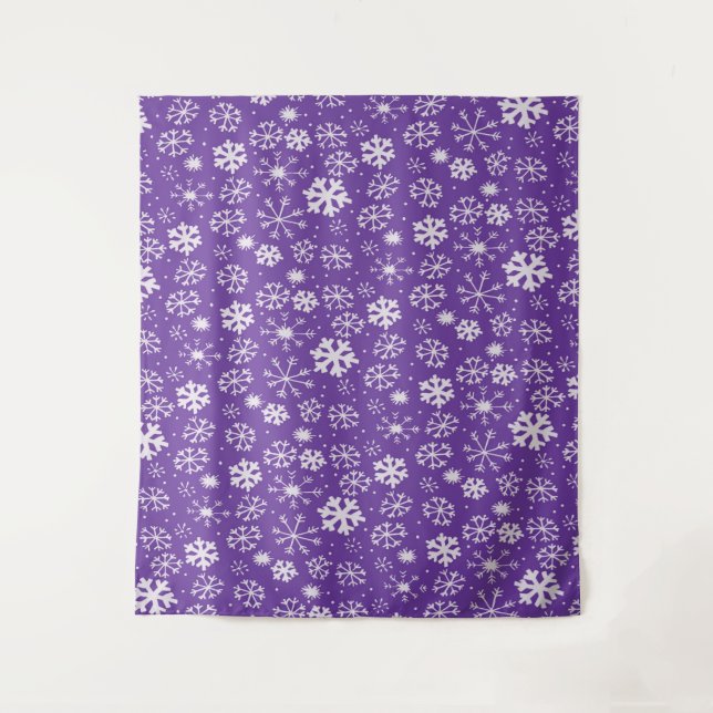 Tapete De Parede Tempestade de Flocos de Neve com Fundo Roxo (Frente)