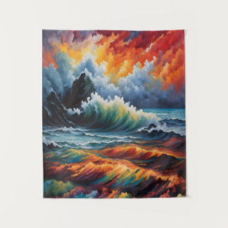 Tapete De Parede Tempestuoso Oceano em Fúria - Arte de Paisagem Mar