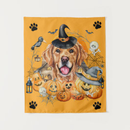 Tapete De Parede Temporada Assustadora Abóbora Golden Retriever Hal