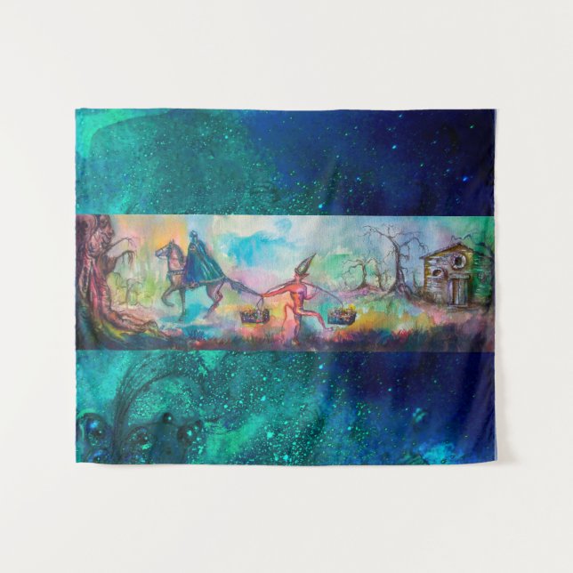 Tapete De Parede TEMPTAÇÃO Cavaleiro escuro e tesouro do diabo, azu (Frente (Horizontal))