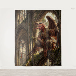 Tapete De Parede Tengu Empoleirado na Catedral Arruinada