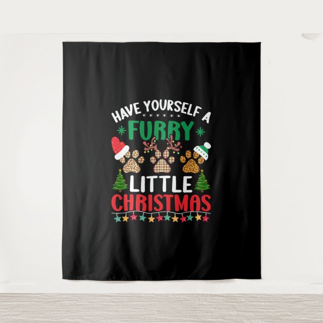 Tapete De Parede Tenha um pequeno natal peludo (Frente)