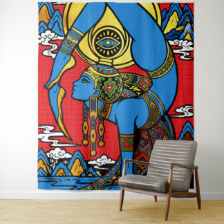Tapete De Parede Terceiro Olho – Iogini Azul em Fundo de Pop Art