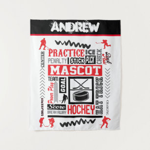 Tapete De Parede Terminologia de Hockey para Meninos Personalizada