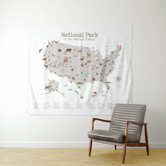 Tapete De Parede Terra Tone National Park Map Woodland Nursery (In Situ (Horizontal))