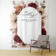 Terracota Burgundy Mauve Floral Geométrico Casamen