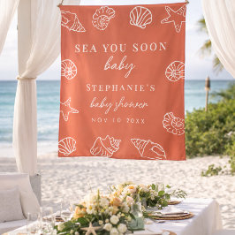 Tapete De Parede Terracotta Sea You Soon Beach Baby Shower Backdrop